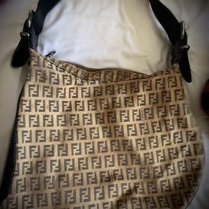 COPY - FENDI Black Zucca Asymmetrical Oyster shoulder